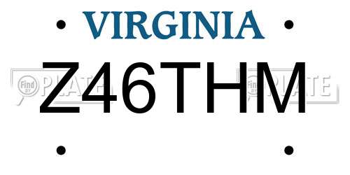 Z46THM Virginia License Plate