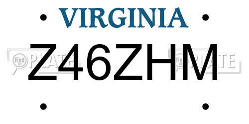 Z46ZHM Virginia License Plate