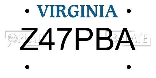 Z47PBA Virginia License Plate