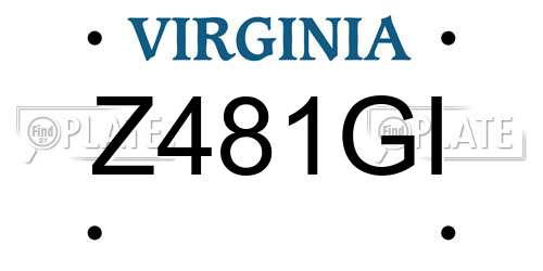 Z481GI Virginia License Plate
