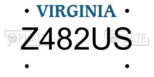 Z482US Virginia License Plate