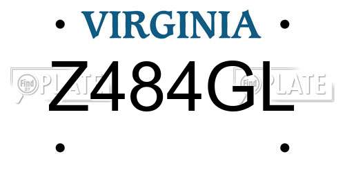 Z484GL Virginia License Plate