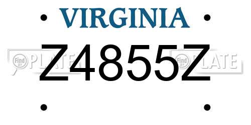 Z4855Z Virginia License Plate