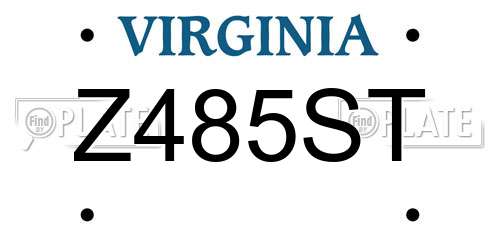 Z485ST Virginia License Plate