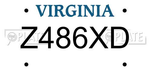 Z486XD Virginia License Plate