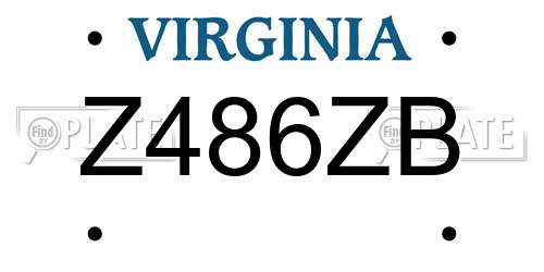 Z486ZB Virginia License Plate