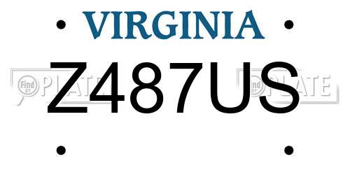 Z487US Virginia License Plate