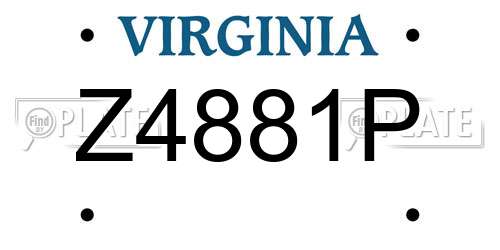 Z4881P Virginia License Plate