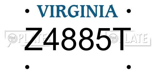 Z4885T Virginia License Plate