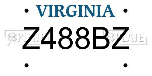 Z488BZ Virginia License Plate