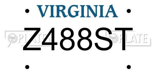 Z488ST Virginia License Plate