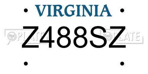 Z488SZ Virginia License Plate