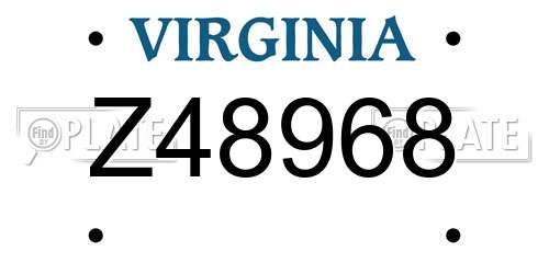 Z48968 Virginia License Plate