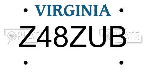 Z48ZUB Virginia License Plate