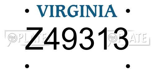 Z49313 Virginia License Plate