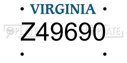 Z49690 Virginia License Plate