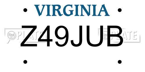 Z49JUB Virginia License Plate