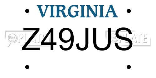 Z49JUS Virginia License Plate