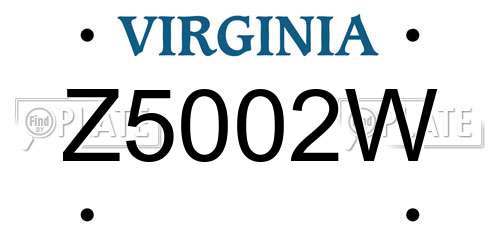 Z5002W Virginia License Plate