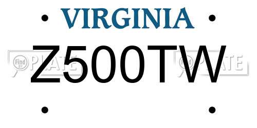 Z500TW Virginia License Plate