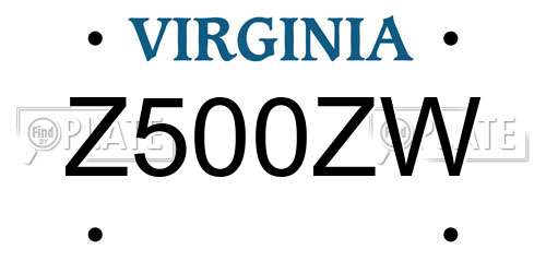 Z500ZW Virginia License Plate