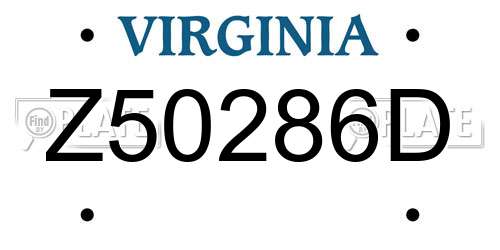 Z50286D Virginia License Plate