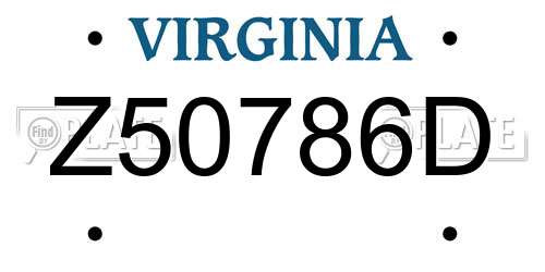 Z50786D Virginia License Plate