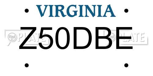 Z50DBE Virginia License Plate