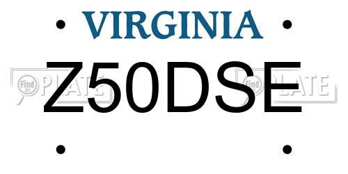 Z50DSE Virginia License Plate