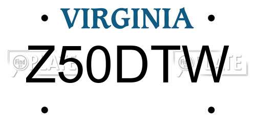 Z50DTW Virginia License Plate