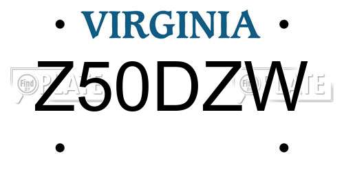 Z50DZW Virginia License Plate