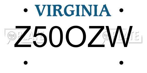 Z50OZW Virginia License Plate