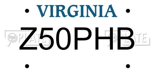 Z50PHB Virginia License Plate