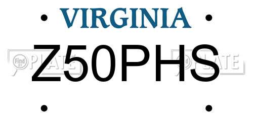 Z50PHS Virginia License Plate