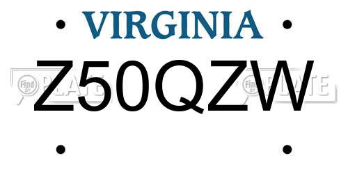 Z50QZW Virginia License Plate