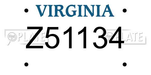 Z51134 Virginia License Plate