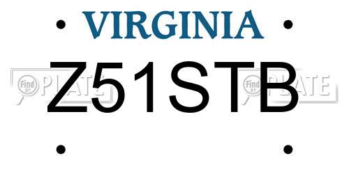Z51STB Virginia License Plate