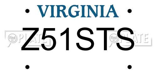 Z51STS Virginia License Plate