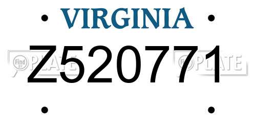 Z520771 Virginia License Plate