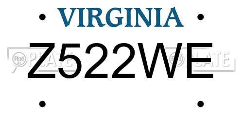 Z522WE Virginia License Plate