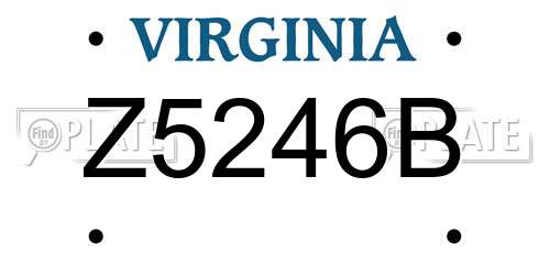 Z5246B Virginia License Plate