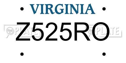Z525RO Virginia License Plate