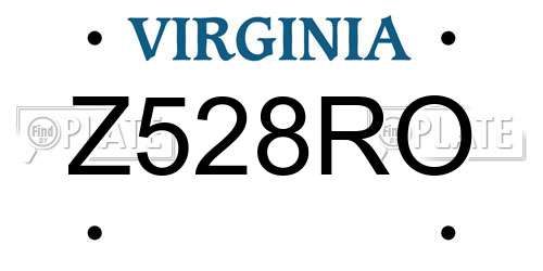 Z528RO Virginia License Plate