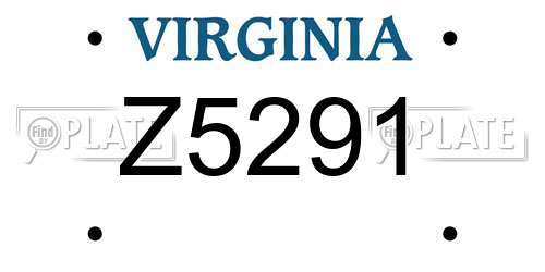 Z5291 Virginia License Plate