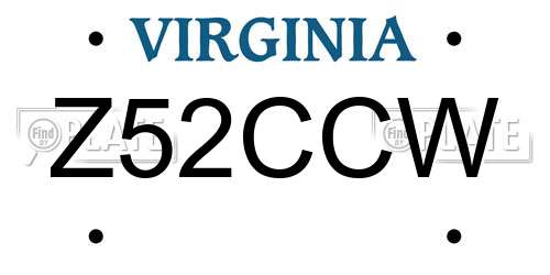Z52CCW Virginia License Plate