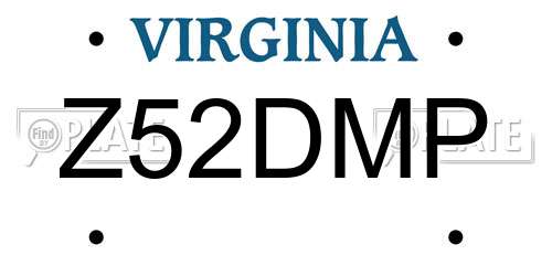 Z52DMP Virginia License Plate