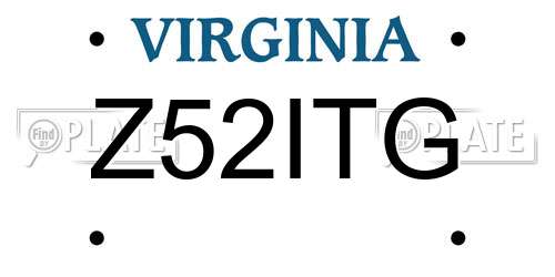 Z52ITG Virginia License Plate