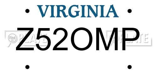Z52OMP Virginia License Plate