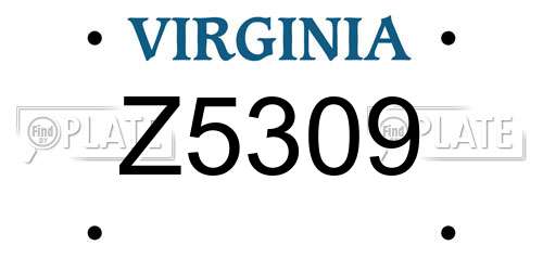 Z5309 Virginia License Plate