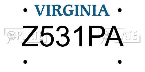 Z531PA Virginia License Plate